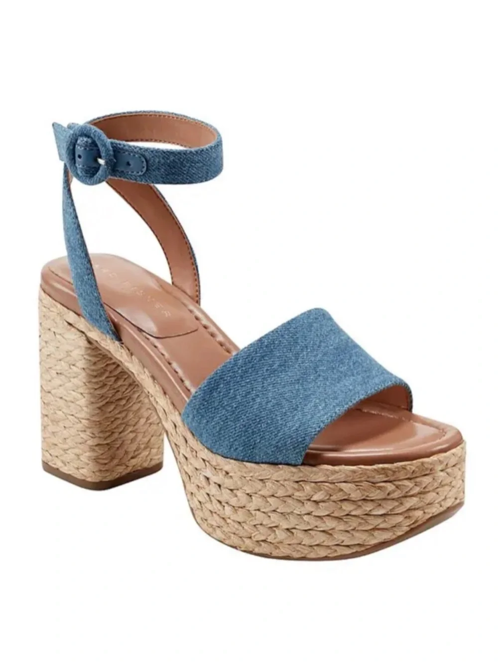 Marc Fisher Denim Blue Espadrille Platform Sandals